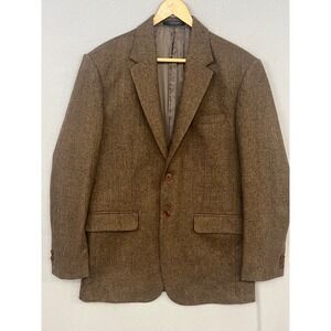 StudioSuits Mens Bespoke‎ Blazer Brown Herringbone Tweed Academic Professional